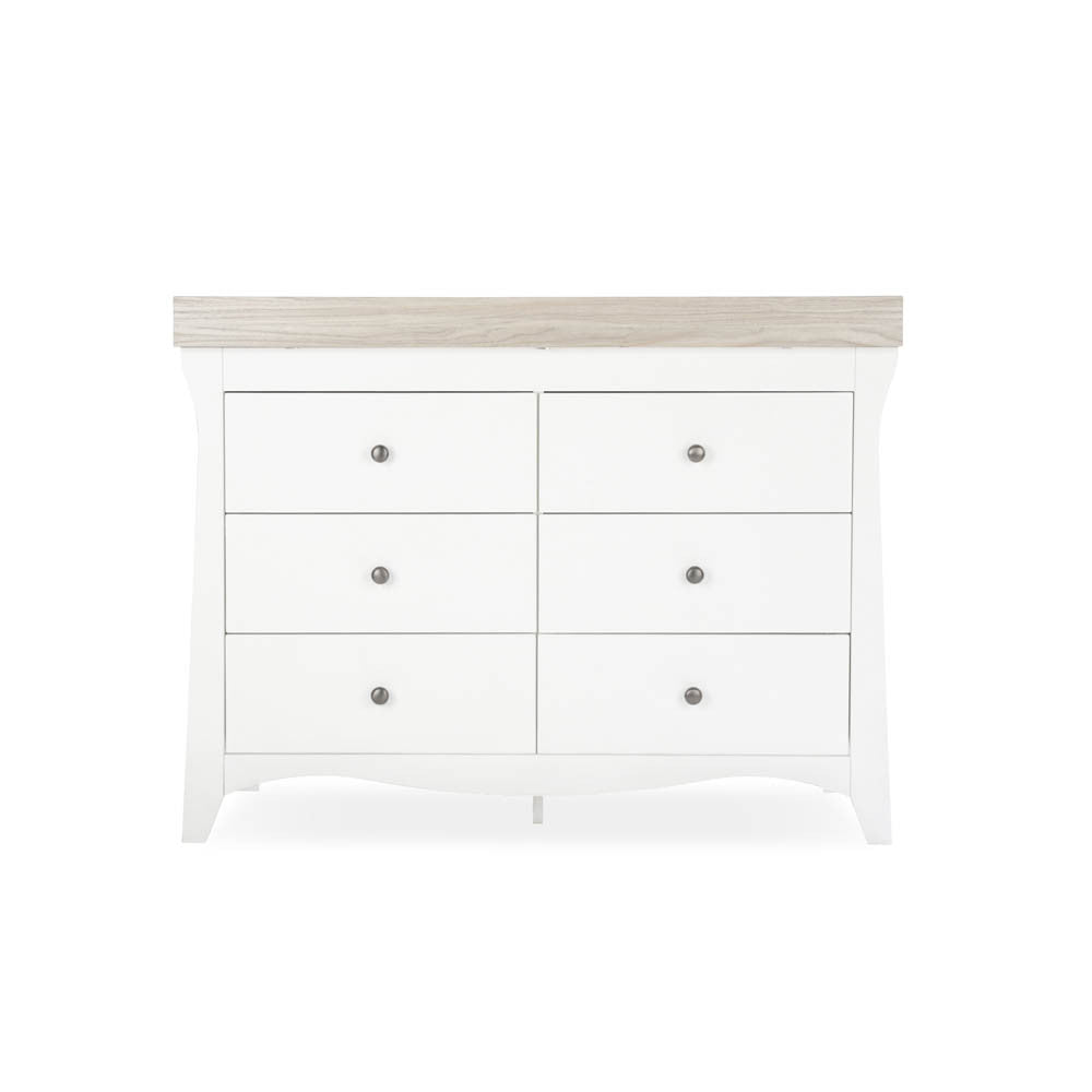 CuddleCo Clara Wide 6 Drawer Dresser - White & Ash
