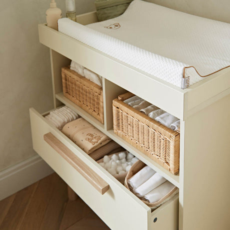 CuddleCo Harper 2 Piece Nursery Furniture Set with Cot Bed and Dresser - Cream & Ash