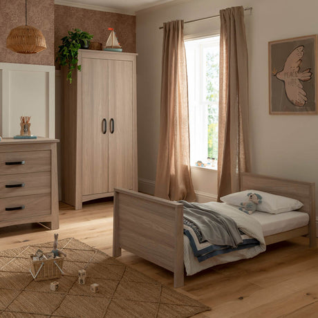 CuddleCo Isla 3 Piece Nursery Furniture Set with Cot Bed, Dresser and Wardrobe - Ash