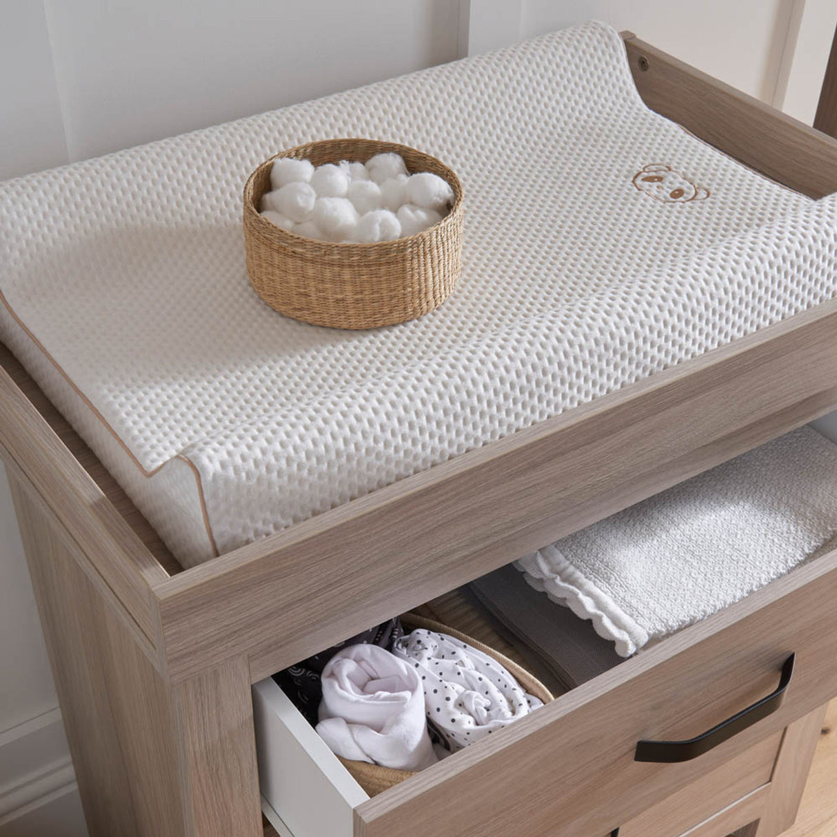 CuddleCo Isla 2 Piece Nursery Furniture Set with Cot Bed and Dresser - Ash