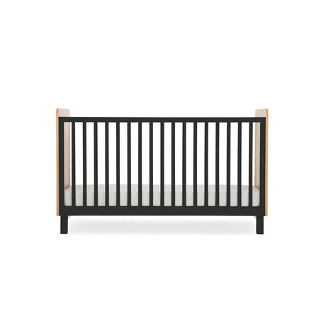 CuddleCo Rafi 2 Piece Nursery Furniture Set with Cot Bed and Dresser - Oak & Black