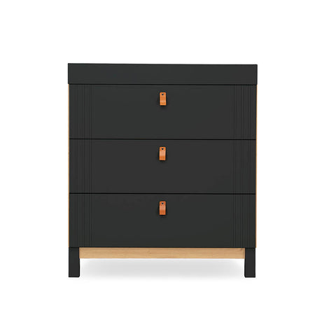 CuddleCo Rafi 2 Piece Nursery Furniture Set with Cot Bed and Dresser - Oak & Black