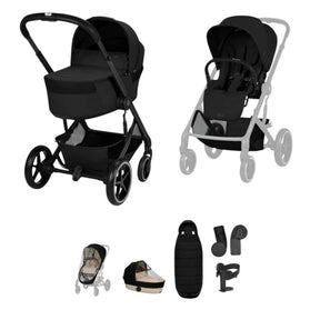 Cybex Balios 2026 inc Foldable Carrycot Accessory Bundle - Moon Black 1