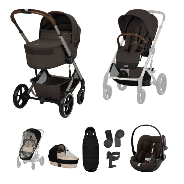 Cybex Balios 2026 inc Foldable Carrycot Travel System Bundle - Chocolate Brown 1