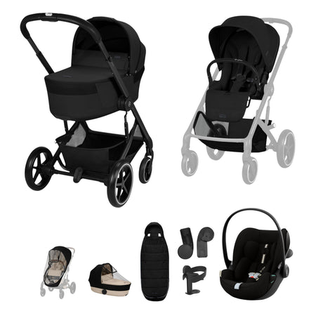 Cybex Balios 2026 inc Foldable Carrycot Travel System Bundle - Moon Black 1