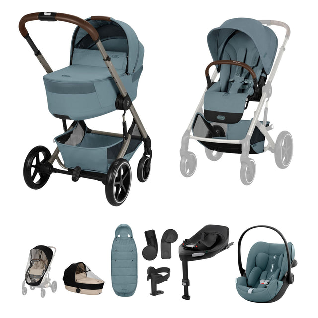 Cybex Balios 2026 inc Foldable Carrycot Ultimate Travel System Bundle - Stormy Blue 1