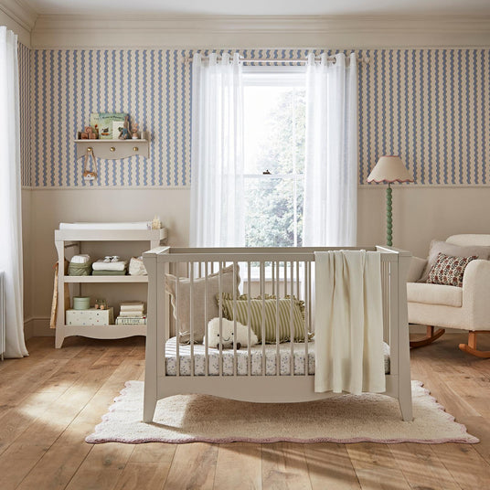 CuddleCo Clara Mini 2 Piece Nursery Furniture Set with Cot Bed and Changer - Cashmere