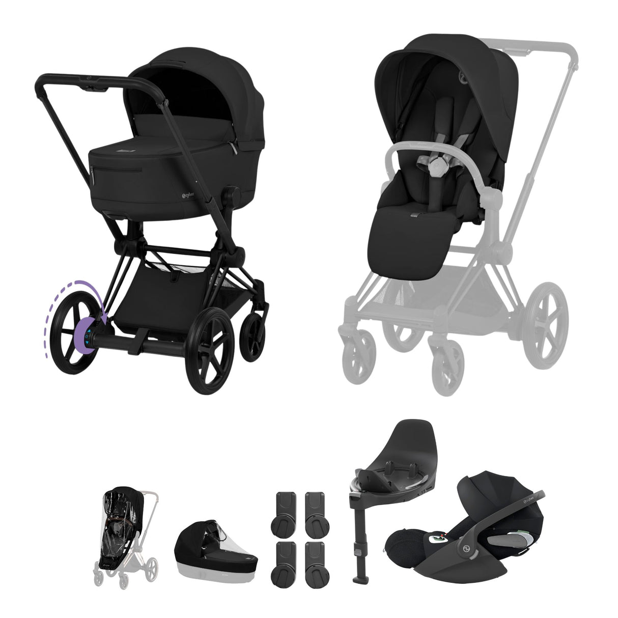 Cybex ePriam 2026 Ultimate Bundle with Cloud T & ISOIFX Base - Matt Black/Sepia Black