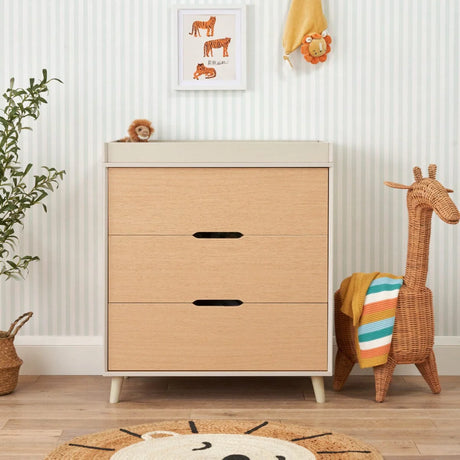 Tutti Bambini Fika 3 Piece Nursery Furniture Set with Cot Bed, Dresser & Wardrobe - White Sand & Light Oak