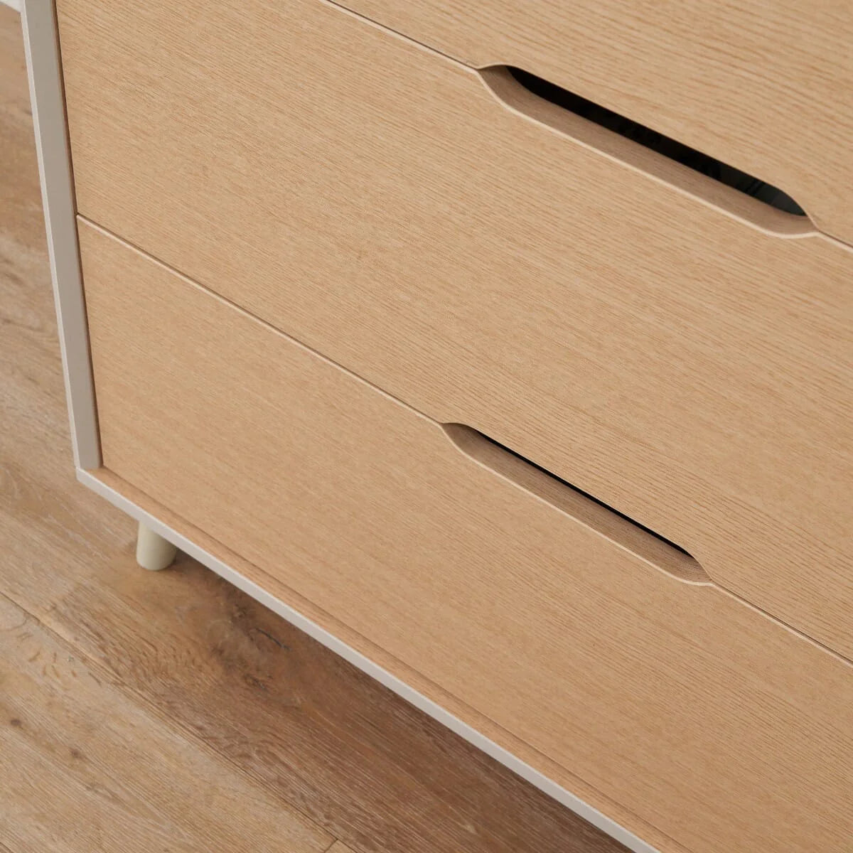Tutti Bambini Fika Mini 2 Piece Nursery Furniture Set with Cot Bed & Dresser - White Sand & Light Oak