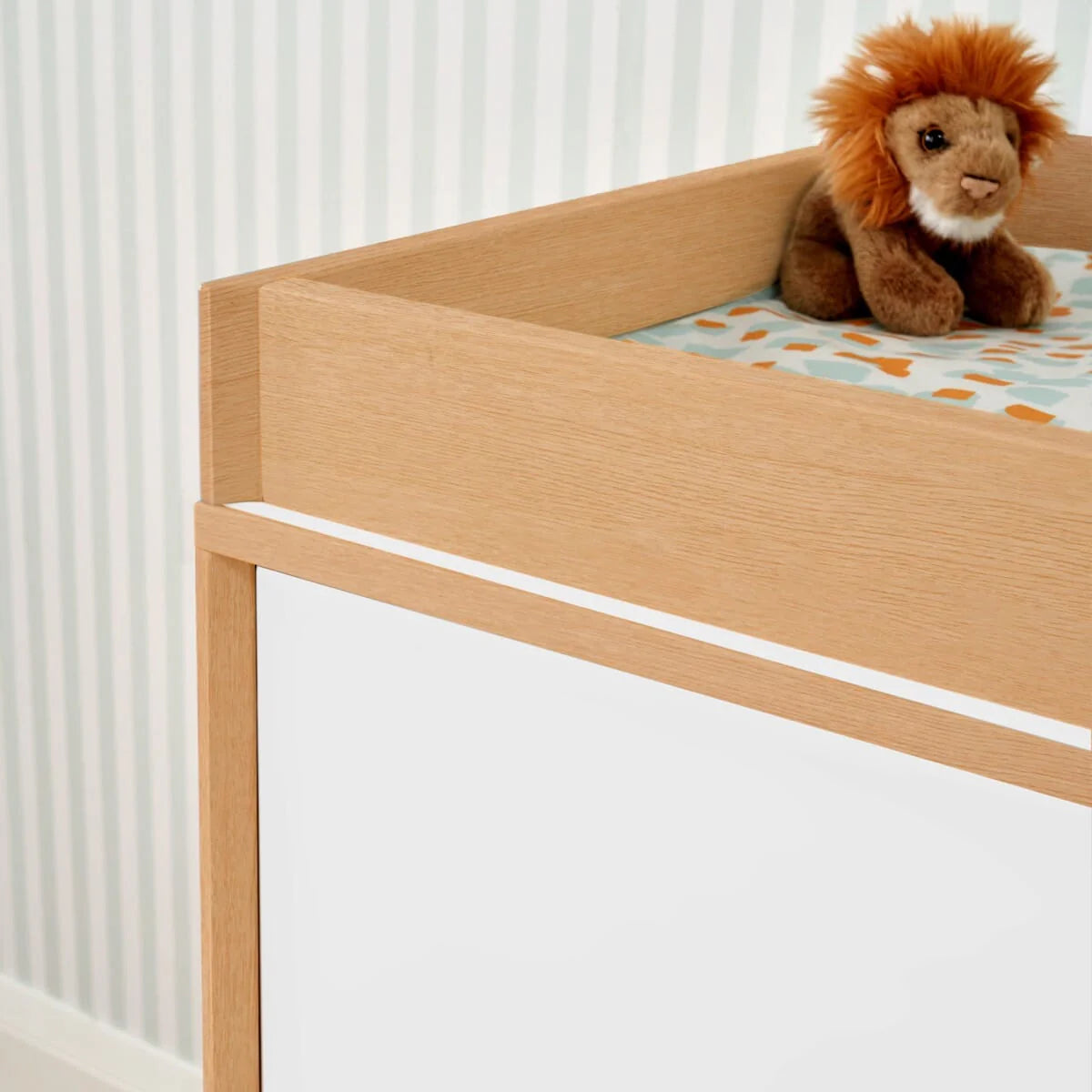 Tutti Bambini Fika Mini 2 Piece Nursery Furniture Set with Cot Bed & Dresser - White & Light Oak