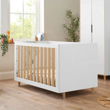Tutti Bambini Fika 3 Piece Nursery Furniture Set with Cot Bed, Dresser & Wardrobe - White & Light Oak