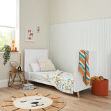Tutti Bambini Fika 3 Piece Nursery Furniture Set with Cot Bed, Dresser & Wardrobe - White & Light Oak