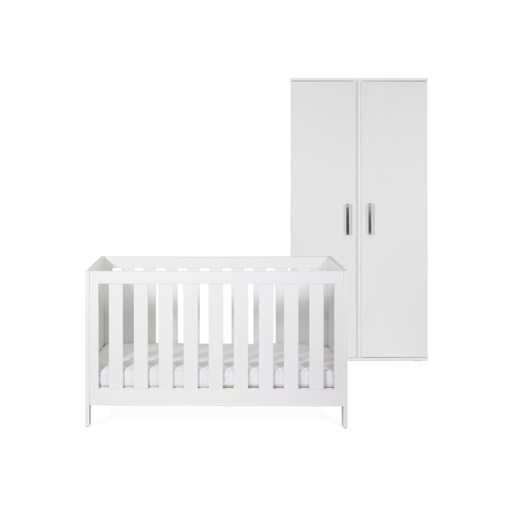 Finchley 2 Piece Nursery Furniture Set Convertible Cot Bed Double Wardrobe