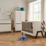 Tutti Bambini Fuori 3 Piece Nursery Furniture Set with Cot Bed, Dresser & Wardrobe - White Sand / Warm Walnut