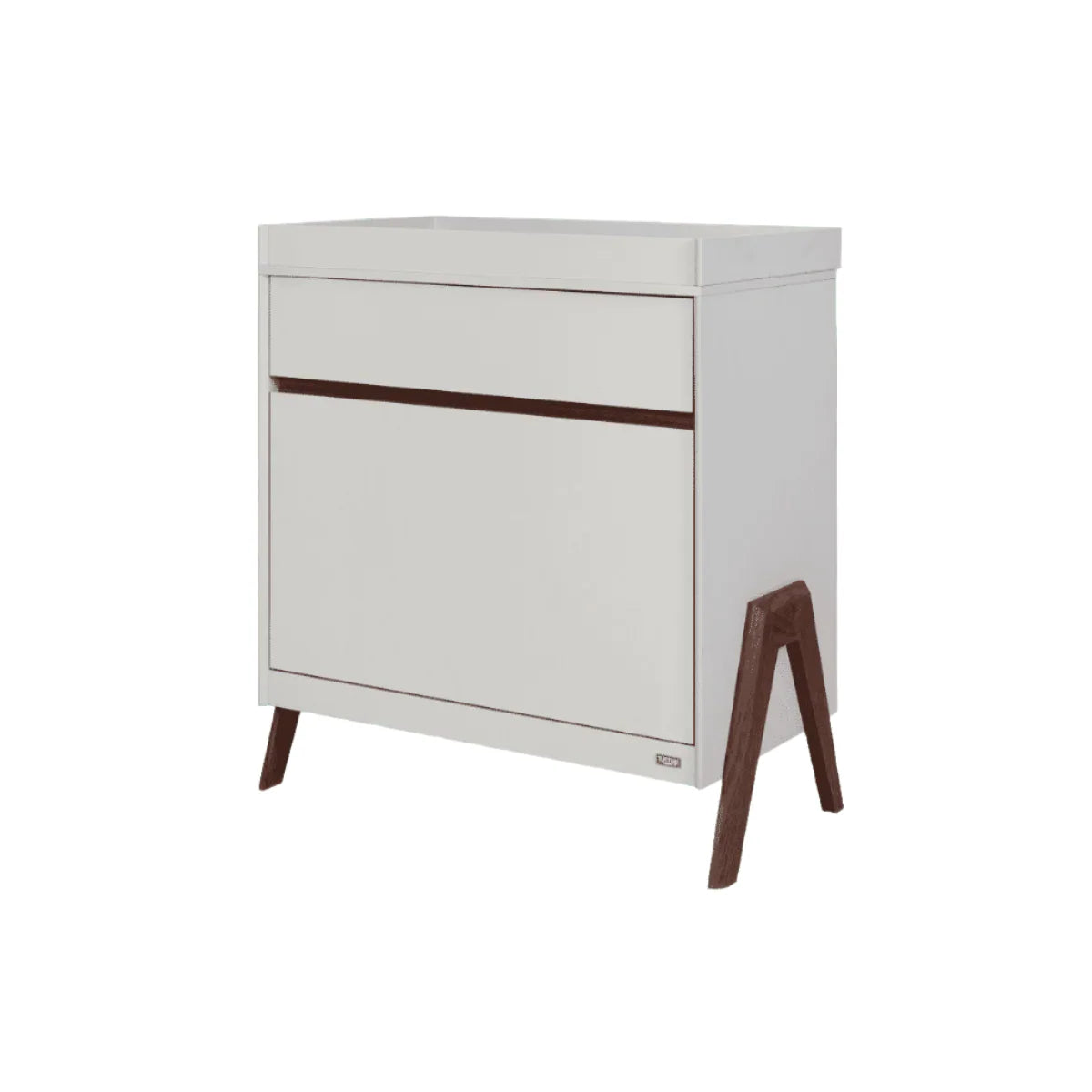 Tutti Bambini Fuori Mini 3 Piece Nursery Furniture Set with Cot Bed, Dresser & Wardrobe - White Sand / Warm Walnut