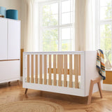 Tutti Bambini Fuori 3 Piece Nursery Furniture Set with Cot Bed, Dresser & Wardrobe - White / Light Oak
