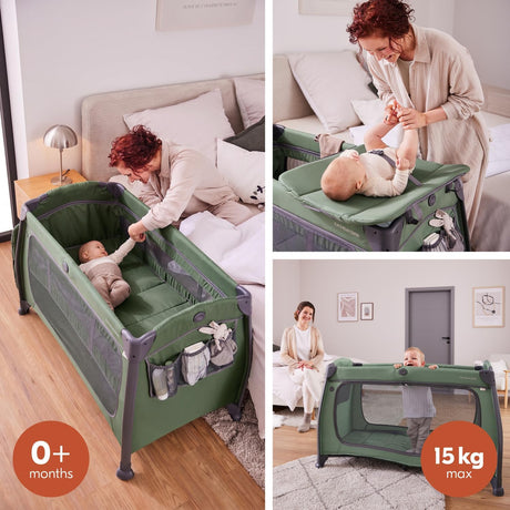 Hauck Play N Relax Centre Travel Cot - Olive Green 2