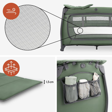Hauck Play N Relax Centre Travel Cot - Olive Green 5