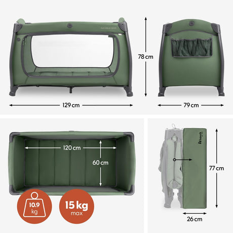 Hauck Play N Relax Centre Travel Cot - Olive Green 7