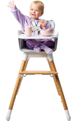 Bababing Una Highchair - White & Grey Wood