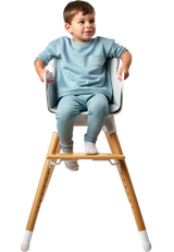 Bababing Una Highchair - White & Grey Wood