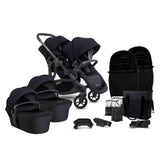 iCandy Orange 4 Complete Twin Pushchair Bundle with Accessories - Black Edition