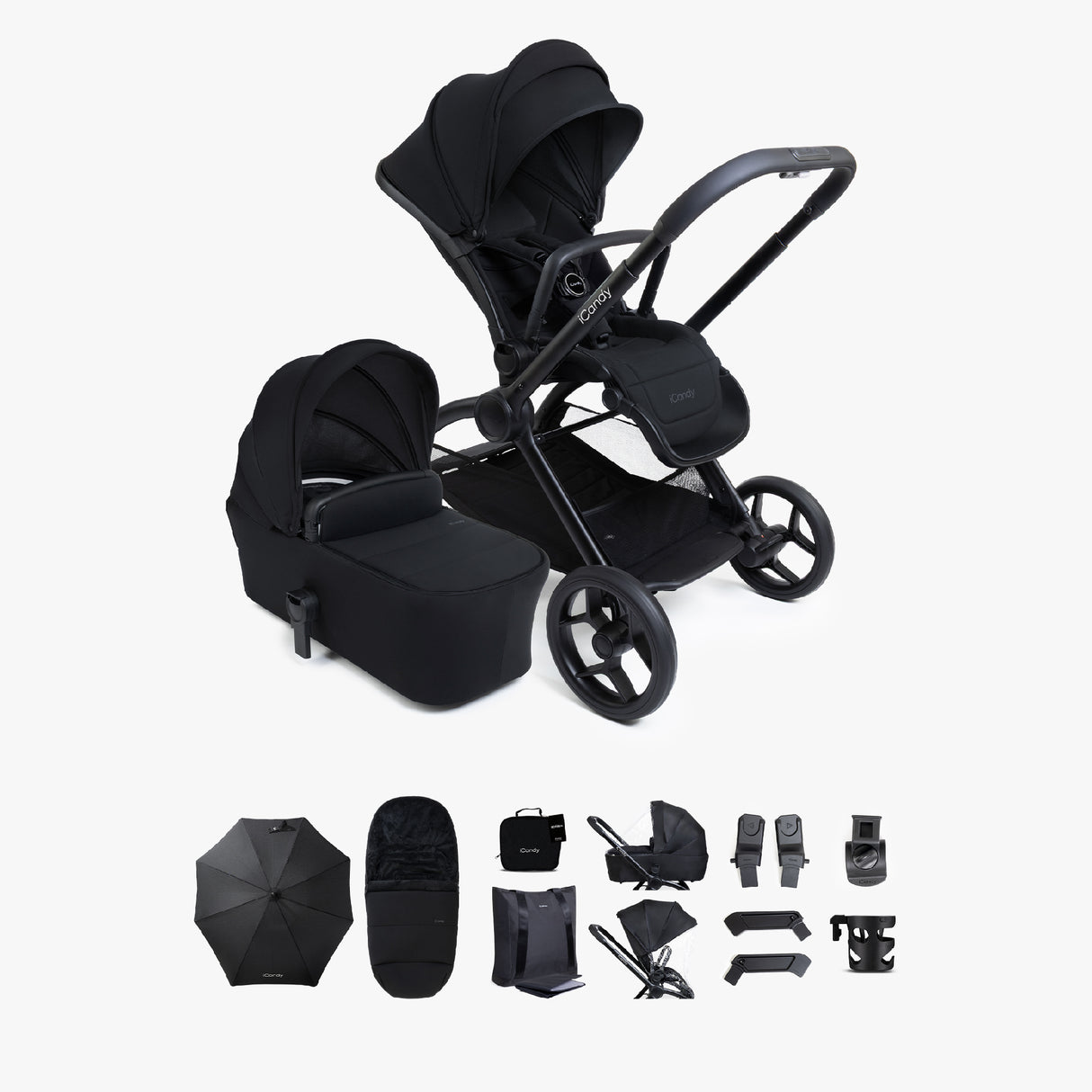 iCandy Core 2 Travel System with Cocoon 360 Car Seat and ISOFIX Base  - Black