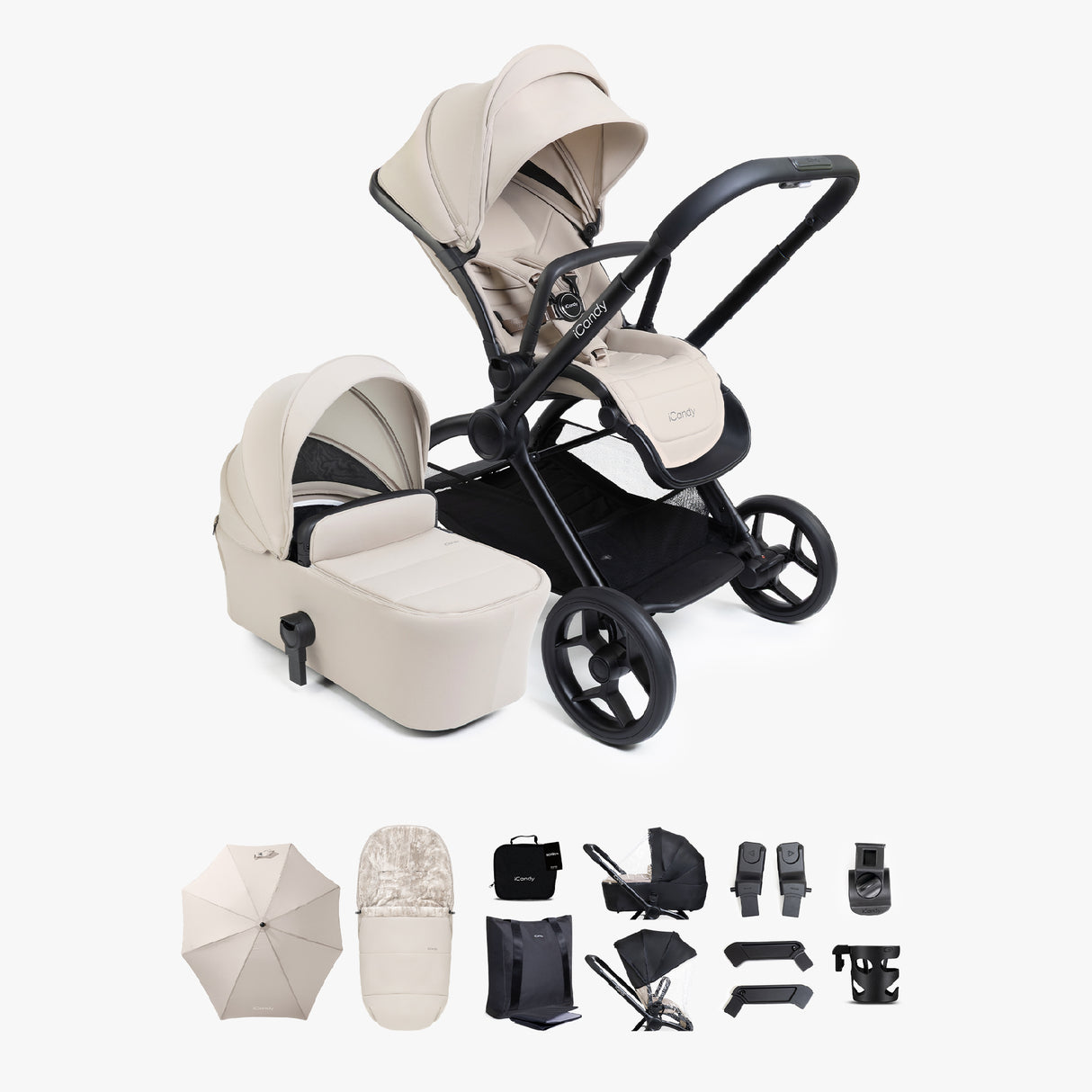 iCandy Core 2 Travel System with Cocoon 360 Car Seat and ISOFIX Base  - Sandstone
