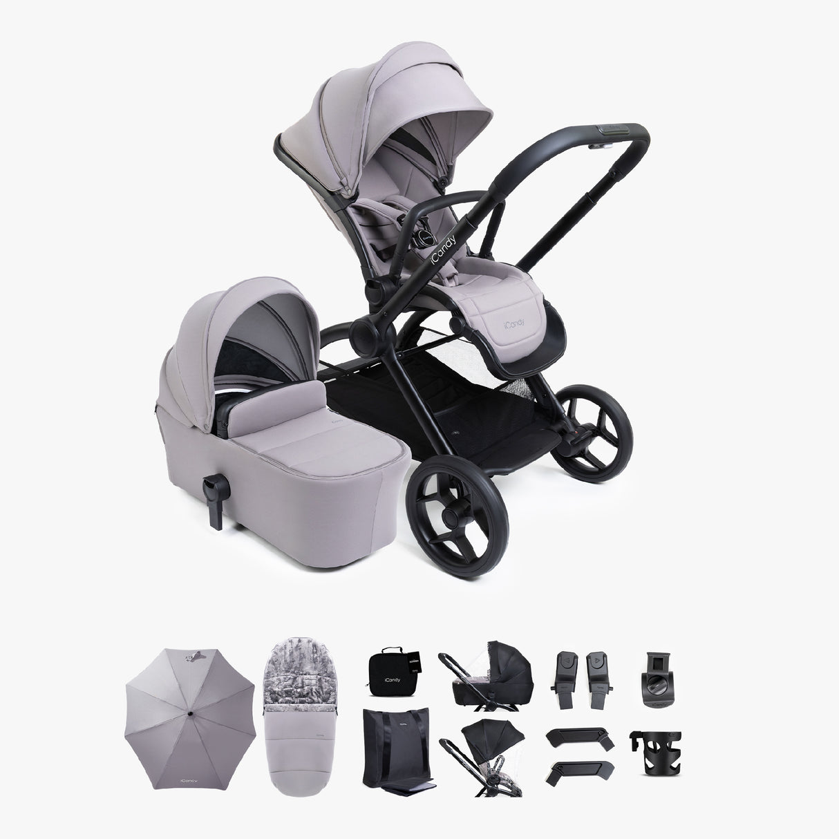 iCandy Core 2 Travel System with Cocoon 360 Car Seat and ISOFIX Base  - Storm Grey