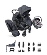 iCandy Peach 8 Complete Double Bundle with Cocoon 360 and ISOFIX Base - Grey