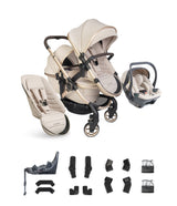 iCandy Peach 8 Editions Complete Double Bundle with Cocoon 360 and ISOFIX Base - Biscotti