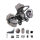 iCandy Peach 8 Complete Bundle with Cocoon 360 and ISOFIX Base - Porcini/Storm