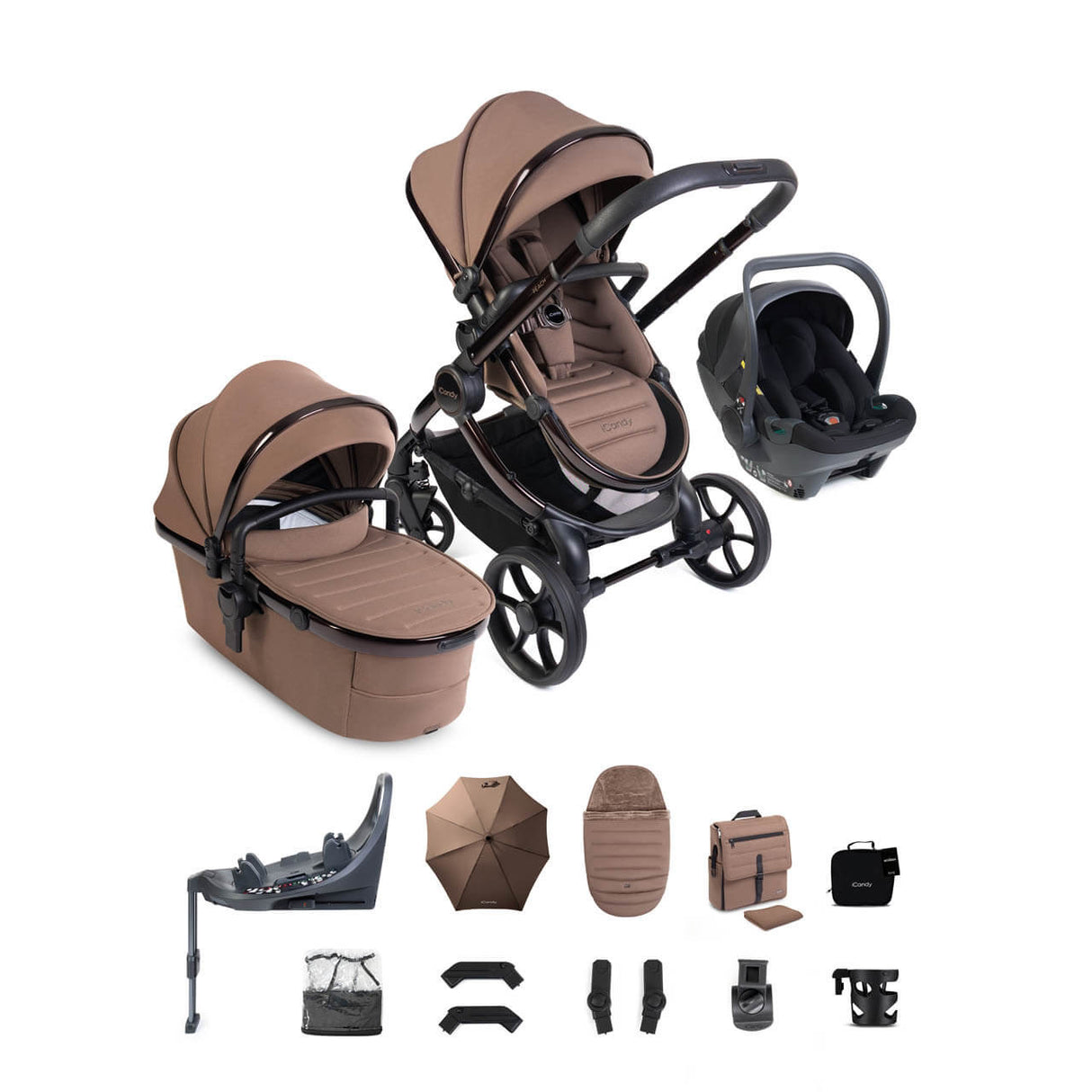 iCandy Peach 8 Editions Complete Bundle with Cocoon 360 and ISOFIX Base - Coco/Black