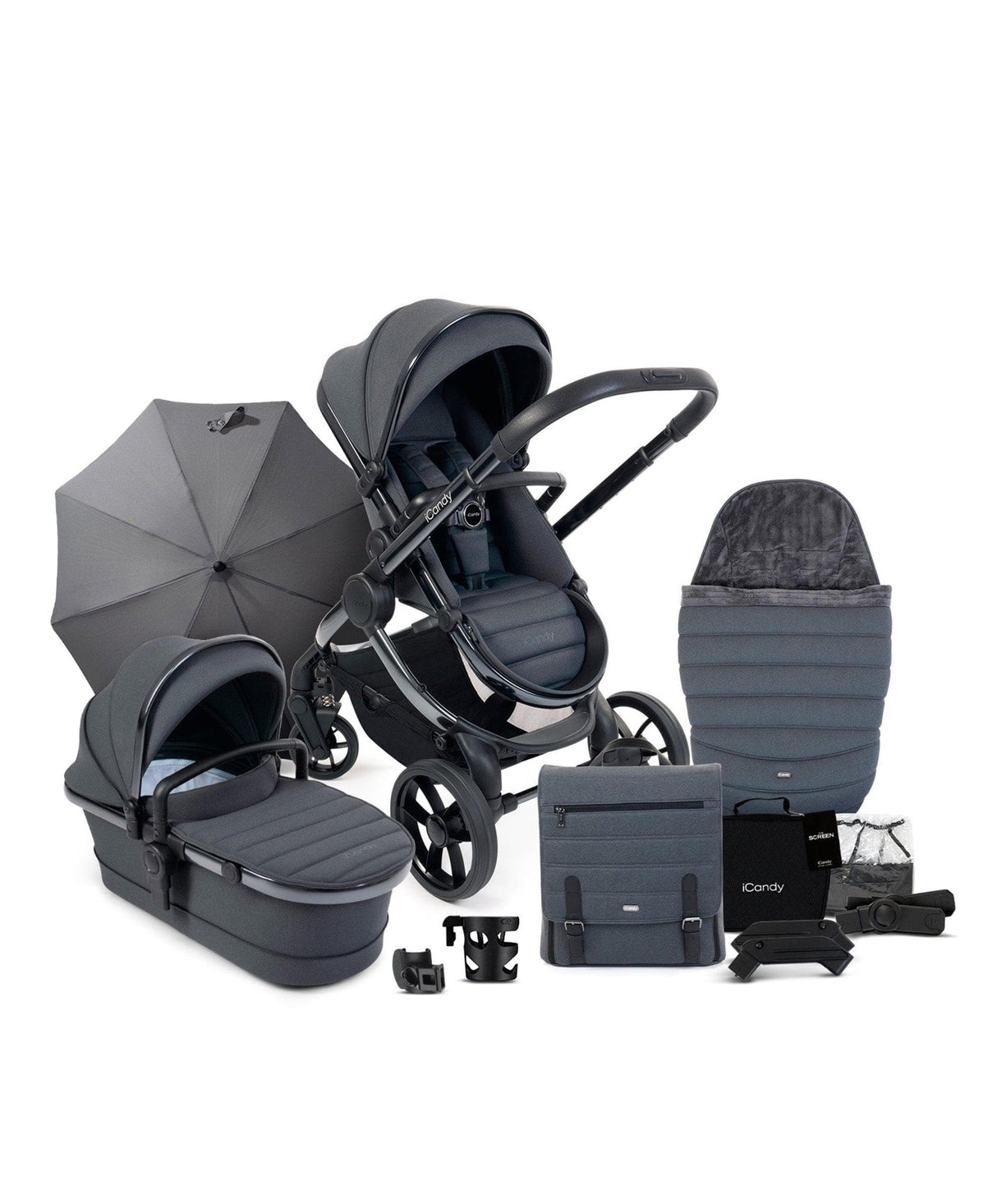 iCandy Peach 7 Complete Travel System with Maxi Cosi Pebble Pro 2 and ISOFIX Base - Dark Grey