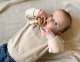 Chewies Wooden & Silicone Croissant Teething Ring - Latte