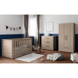 Little Acorns Ellesmere 3 Piece Nursery Furniture Set with Cot Bed, Under Drawer, Dresser and Wardrobe - Grey Ash