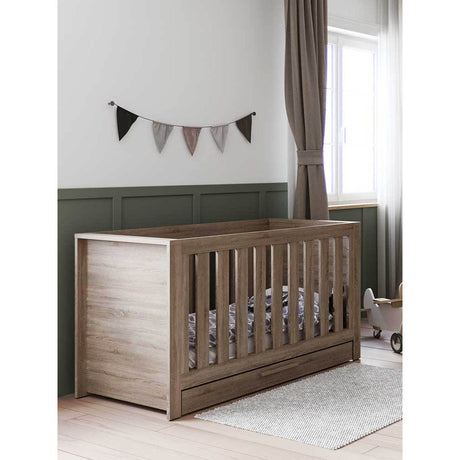 Little Acorns Ellesmere 3 Piece Nursery Furniture Set with Cot Bed, Under Drawer, Dresser and Wardrobe - Truffle Oak