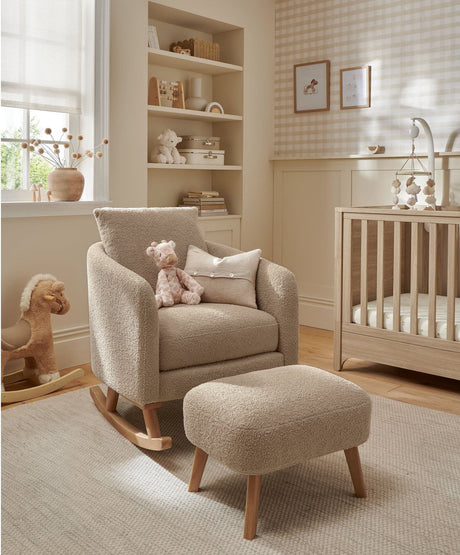 Mamas & Papas Alma Nursing Chair with Footstool - Fawn Boucle