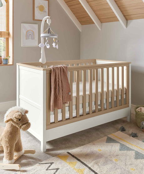 Mamas & Papas Harwell Cot Bed - White / Natural