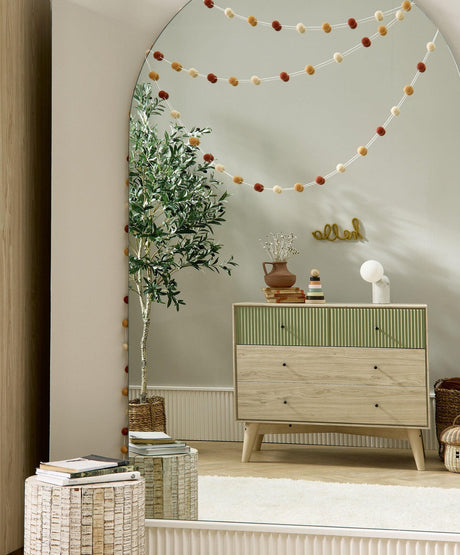 Mamas & Papas Coxley 2 Piece Nursery Furniture Set with Cot Bed & Dresser - Natural/Olive Green