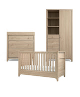Mamas & Papas Barton 3 Piece Nursery Furniture Set with Cot Bed, Dresser and Wardrobe - Natural Oak