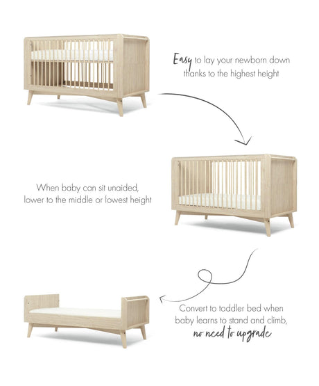Mamas & Papas Coxley 2 Piece Nursery Furniture Set with Cot Bed & Dresser - Natural/Olive Green