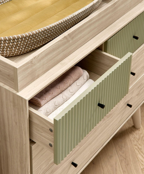 Mamas & Papas Coxley 2 Piece Nursery Furniture Set with Cot Bed & Dresser - Natural/Olive Green
