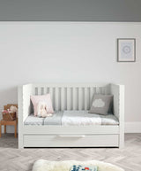 Mamas & Papas Franklin 3 Piece Nursery Furniture Set with Cot Bed, Dresser and Wardrobe - White Wash