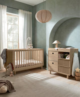 Mamas & Papas Oska 2 Piece Nursery Furniture Set with Cot Bed and Dresser - Natural Oak
