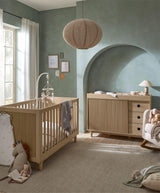 Mamas & Papas Oska 2 Piece Nursery Furniture Set with Cot Bed and Wide Dresser - Natural Oak