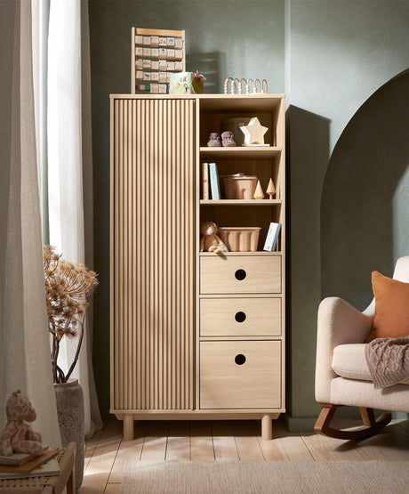 Mamas & Papas Oska 3 Piece Nursery Furniture Set with Cot Bed, Dresser and Wardrobe - Natural Oak