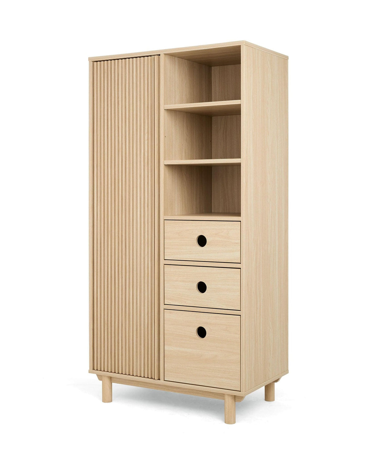 Mamas & Papas Oska 3 Piece Nursery Furniture Set with Cot Bed, Wide Dresser and Wardrobe - Natural Oak