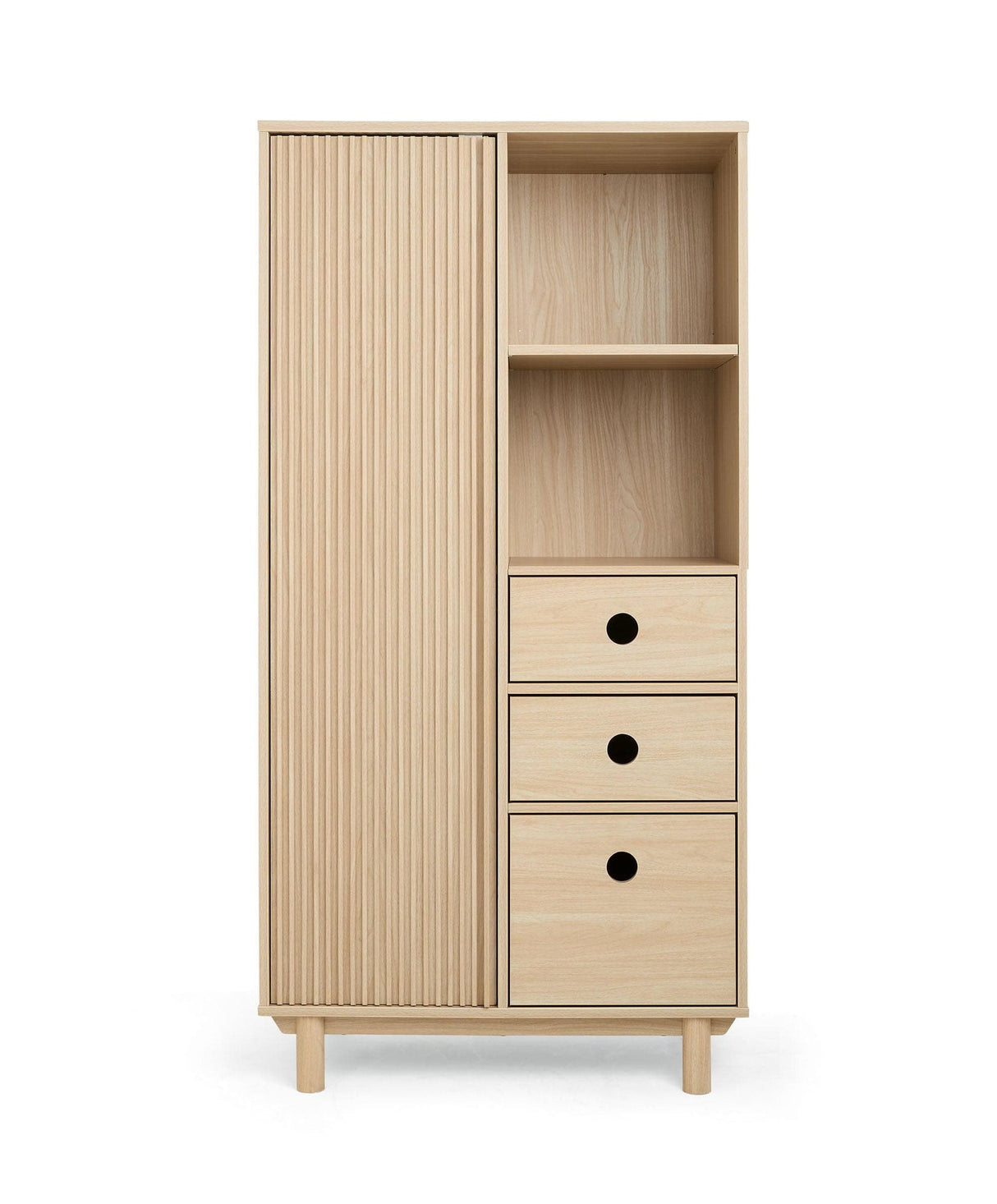 Mamas & Papas Oska 3 Piece Nursery Furniture Set with Cot Bed, Wide Dresser and Wardrobe - Natural Oak